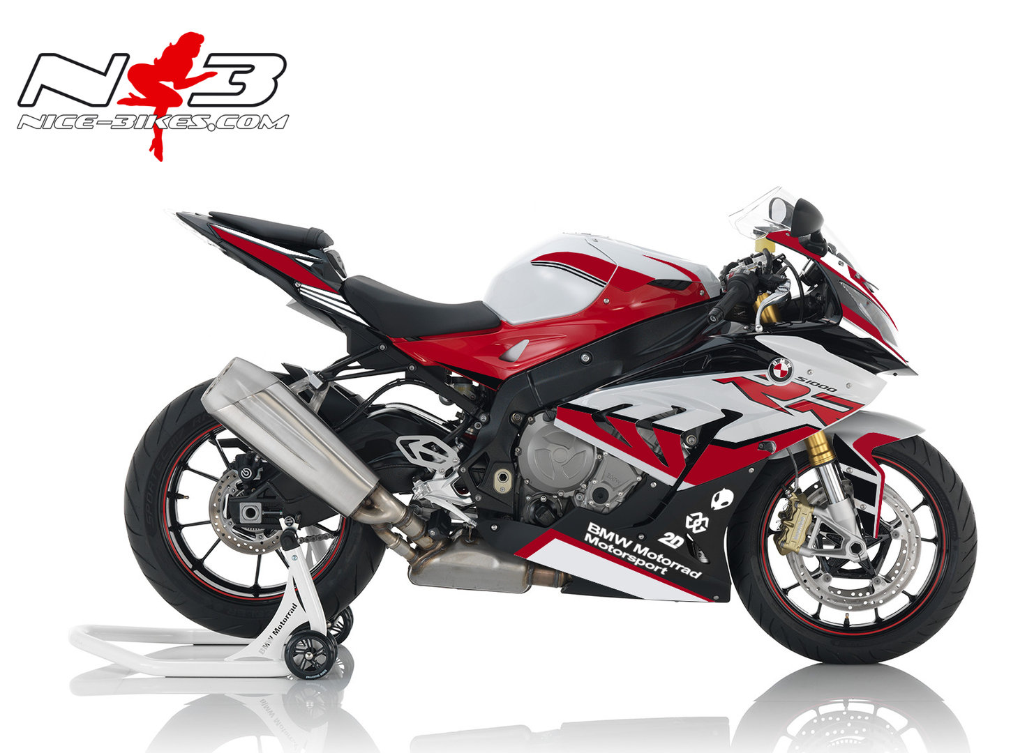 Motorrad Foliendesigns und Dekore - Dekorsatz S1000RR EDITION für weiß/rote Maschine 2017-18 - weiss rot 1 Dekorsatz S1000RR EDITION für weiß/rote Maschine 2017-18
