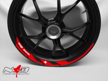 Motorrad Foliendesigns und Dekore - Shop - xSPEED Hopp Schwiiz white Poseidon Felgendekor Hopp Schwiiz weiß